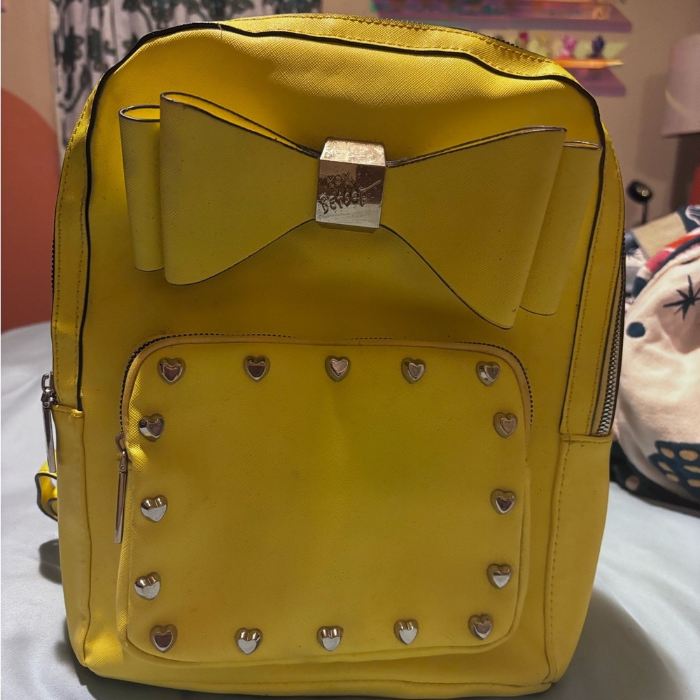 Betsy Johnson Yellow Bow Backpack